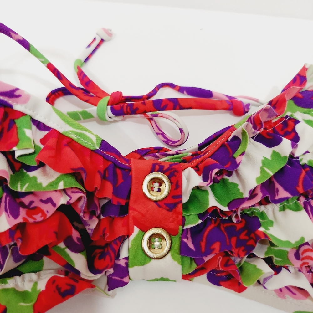 Junior Ruffled Floral Tie Bakini 2-pc Bathing Suit, Xhilaration Large - Picture 4 of 12